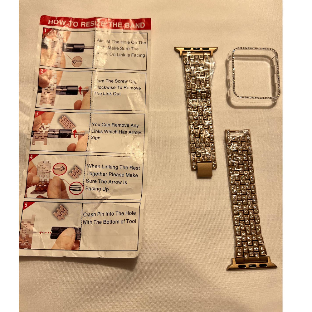Smart Watch Band Rose Gold with‎ bling on it 7 1/2" long